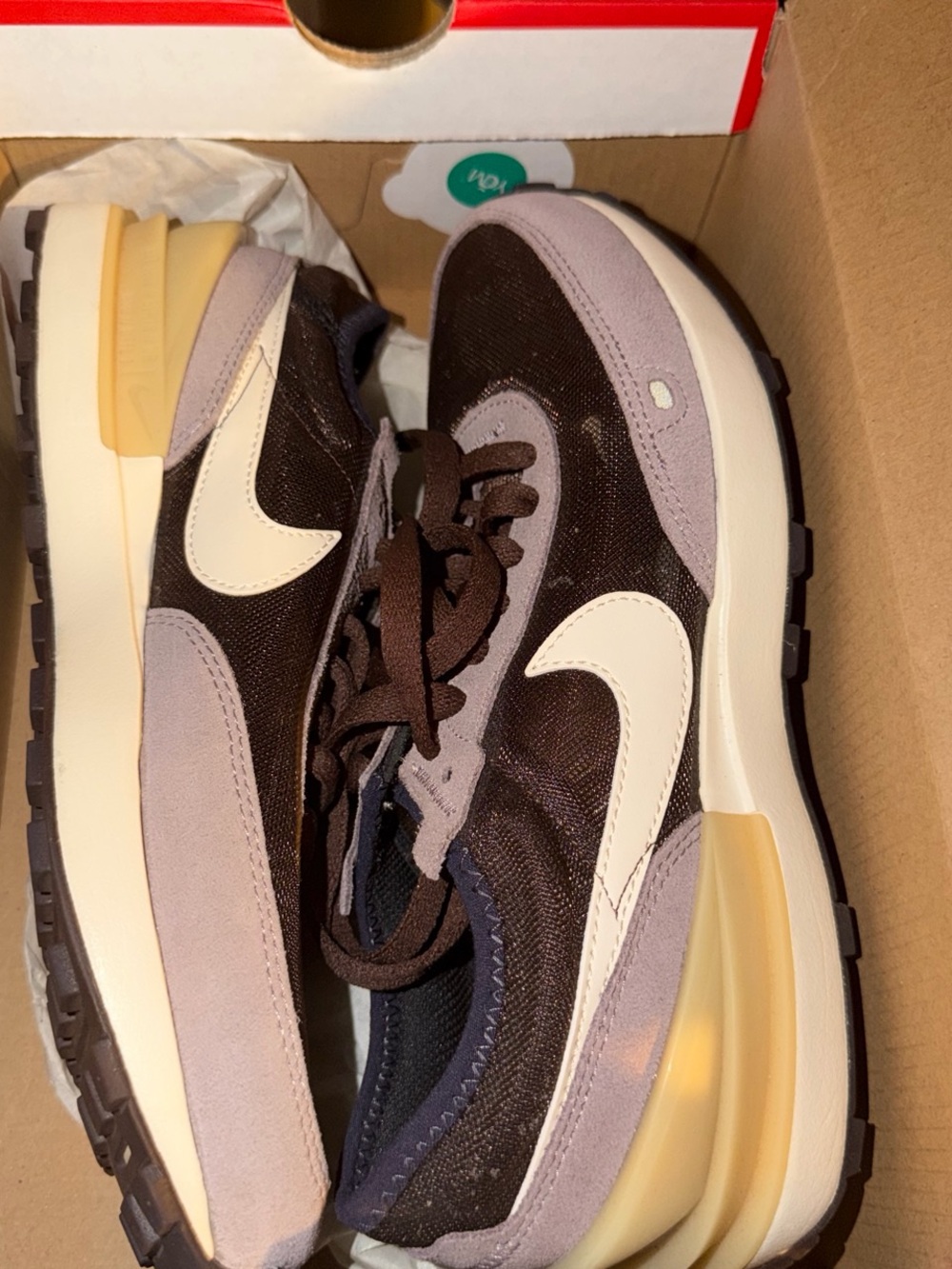 Nike Men’s Waffle one Retro Runner Sneaker - Brown, Light Purple & Cream